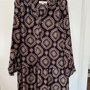 Long Sleeve Medallion Printed Dress Loft
